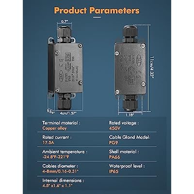 2pcs Waterproof Outdoor External 2 Way PG9 Electrical Junction Box Underground Cable Line Wires Power Cord Connector Protection