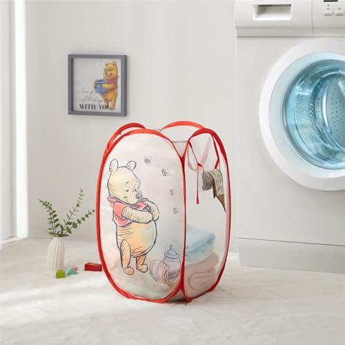 Image of Disney Winnie the Pooh Pop Up Hamper - Collapsible Laundry Basket with Durable Carry Handles - 21'' x 13.5'' - Lightweight Storage Bin for Nursery, Bedroom & Toys