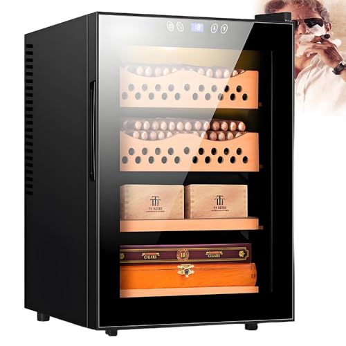PoiToe Humidificador de Puros, refrigerador eléctrico Inteligente para Puros, con Revestimiento de Cedro, Capacidad para 300 Puros.