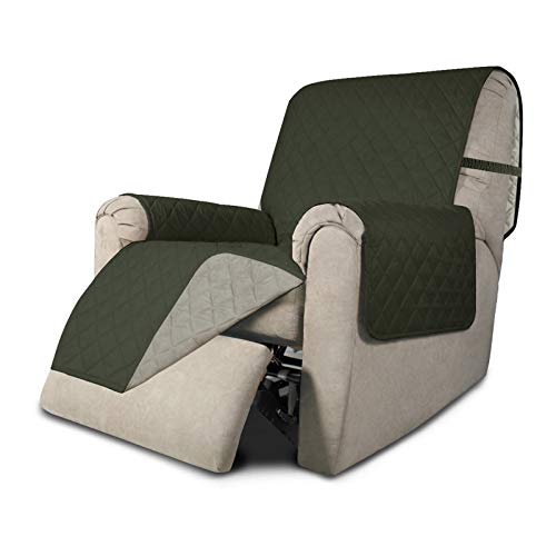 Image of Easy-Going Recliner Sofa Slipcover Reversible Sofa Cover Water Resistant Couch Cover Furniture Protector with Elastic Straps for Pets Kids Children Dog Cat (Recliner, Army Green /Beige)