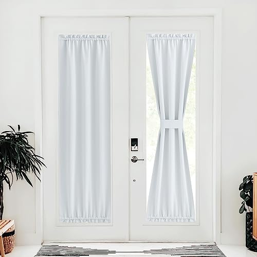 NICETOWN Blackout Door Curtains, Elegance French Door Curtains for Privacy, Easy Installed Panels, Room Darkening Window Covering for Doorway (Greyish