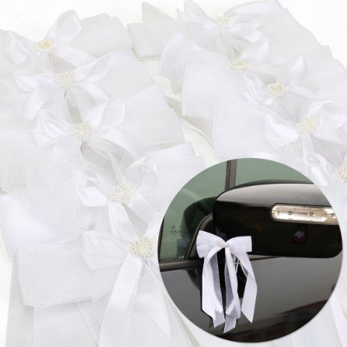 SurePromise One Stop Solution for Sourcing Cinta Lazo de Raso para Boda Fiesta Ribbon de Wedding Party Regalo Coche 10pcs Color Blanco