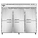 Continental Refrigerator 3RE-SS-PT-HD Extra-Wide Three Section Pass-Thru Refrigerator, 85-1/2"W, Full Stainless & Half-Height Doors