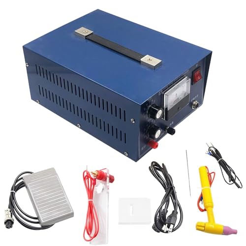 Feiphla Soldadora por Puntos De JoyeríA,Soldadura De Acero Platino,con Pedal,Plata Y Platino, Profesional BleuFoncé-50A(110V)