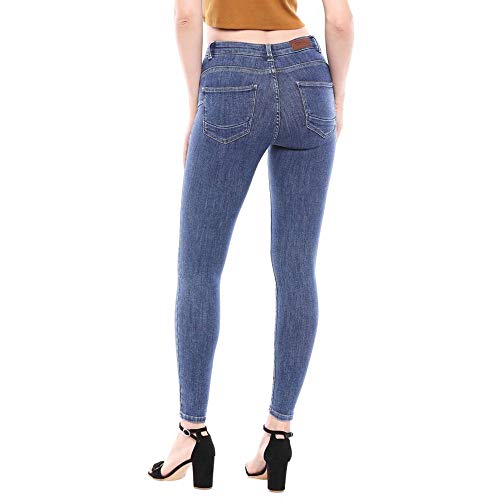 ONLY Onlpower Mid Push Up SK Jea Rea3223 Noos Jean Skinny, Bleu (Dark Blue Denim Dark Blue Denim), 40 /L30 (Taille Fabricant: Large) Femme