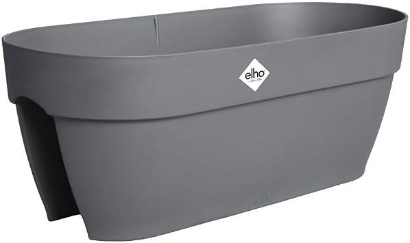 elho Vibia Campana Flower Bridge 60 - Balcony Flower Box with Bracket - 100% Recycled Plastic - L 59 x W 26 x H 22 cm - Black/Anthracite