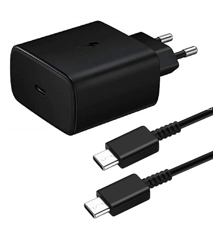 Image of Original 45W Power Adapter with Type C to C Cable, Compatible with Samsng Smarthphone, Black (CXZ29)