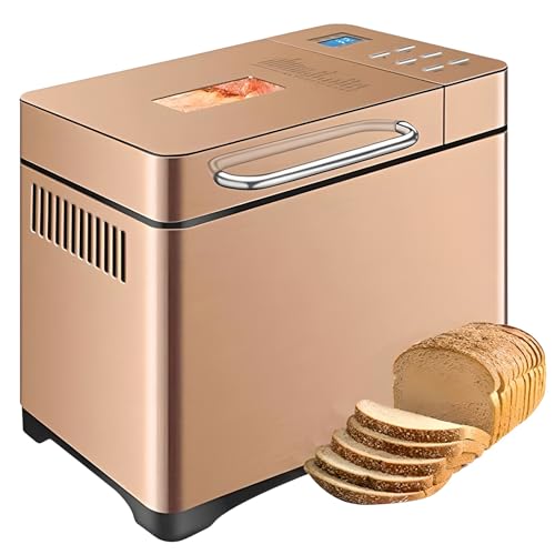 Panificadora Eléctrica, Panificadora Digital Programable 1000g Con Dispensador De Frutas Y Nueces, Reserva De 15h, 3 Colores De Corteza, Antiadherente, Para Sin Gluten, Masa