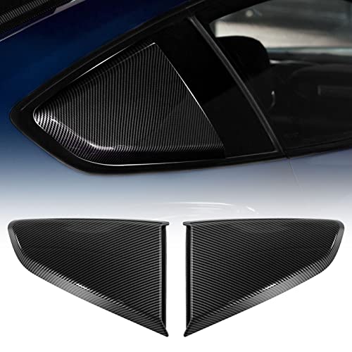 Litmiracle  Rear Quarter Side Window Louvers Windshield Sun Shade Abs Window Cover Vent Carbon Fiber Decoration Exterior Accessories For Ford Mustang 2015-2021 Left Right 2Pcs  #TOP6