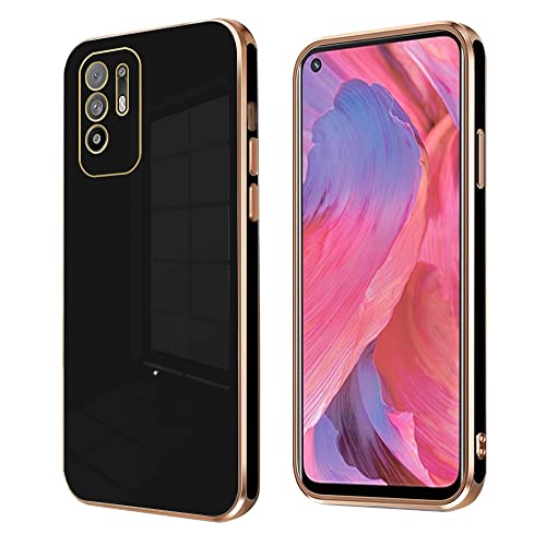 Compatible avec Coque Oppo A94 5G Silicone, Oppo A94 5G Protection, Original Antichoc Case Placage TPU Etui Anti-Dérapant Cover (Noir, Oppo A94 5G) Cover
