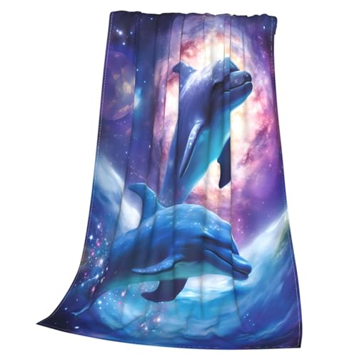 Couverture en micro polaire dauphins galaxie 203x152cm - 4