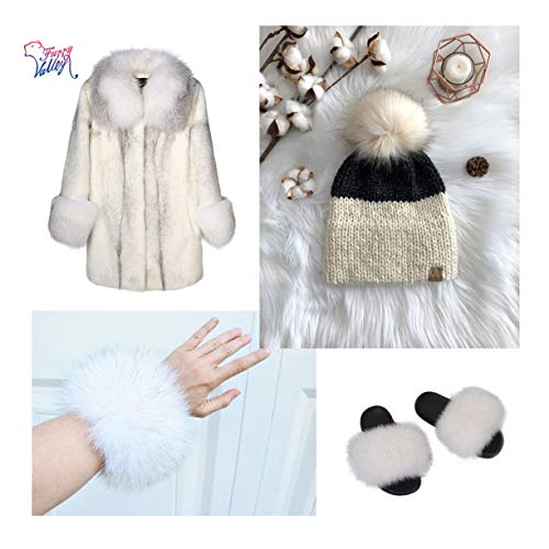 Miniatura 4 de Furryvalley Cinta De Piel Sintética De Zorro De Raccon Para Manualidades, Rayas Peludas Para Pantuflas Y Deslizantes, 2 Yardas Punta Blanca Y Marrón