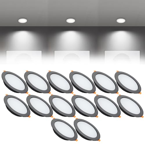 Plafonnier encastré LED 18W lot de 14 spots ronds 6000K pour couloir