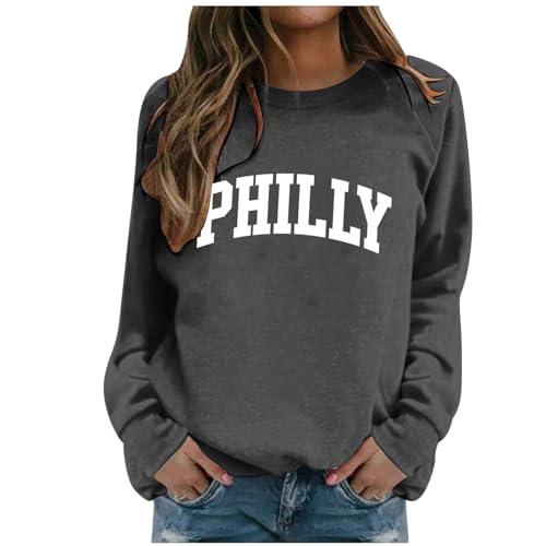 Sweatshirt femme décontracté gris foncé idéal pour le week-end en taille M