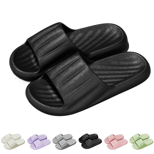 Cozislides - Chanclas originales para mujer y hombre, suaves, antideslizantes, para verano, para interiores y exteriores, chanclas, Negro , 44