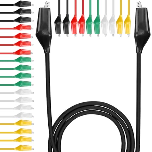 Image of 30 PCS Alligator Clips Insulated Metal, 5 Colors Crocodile Clips Electrical with Wires, Alligator Clips for Crafts, Electrical Testing, Circuit Connection, Experiment (50cm /19.68inch)