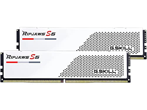 G.SKILL Ripjaws S5 Series DDR5 RAM (Intel XMP 3.0) 64GB (2x32GB) Up to 5600MT/s* CL36-36-36-89 1.25V Desktop Computer Memory U-DIMM - Matte White (F5-5600J3636D32GA2-RS5W)