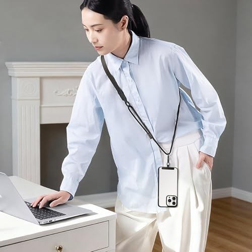 MORSUNBELA Universal Handykette Schwarz Verstellbar Handyband zum Umhängen Phone Lanyard Band für Handyhülle Handy Umhängeband Schlüsselband