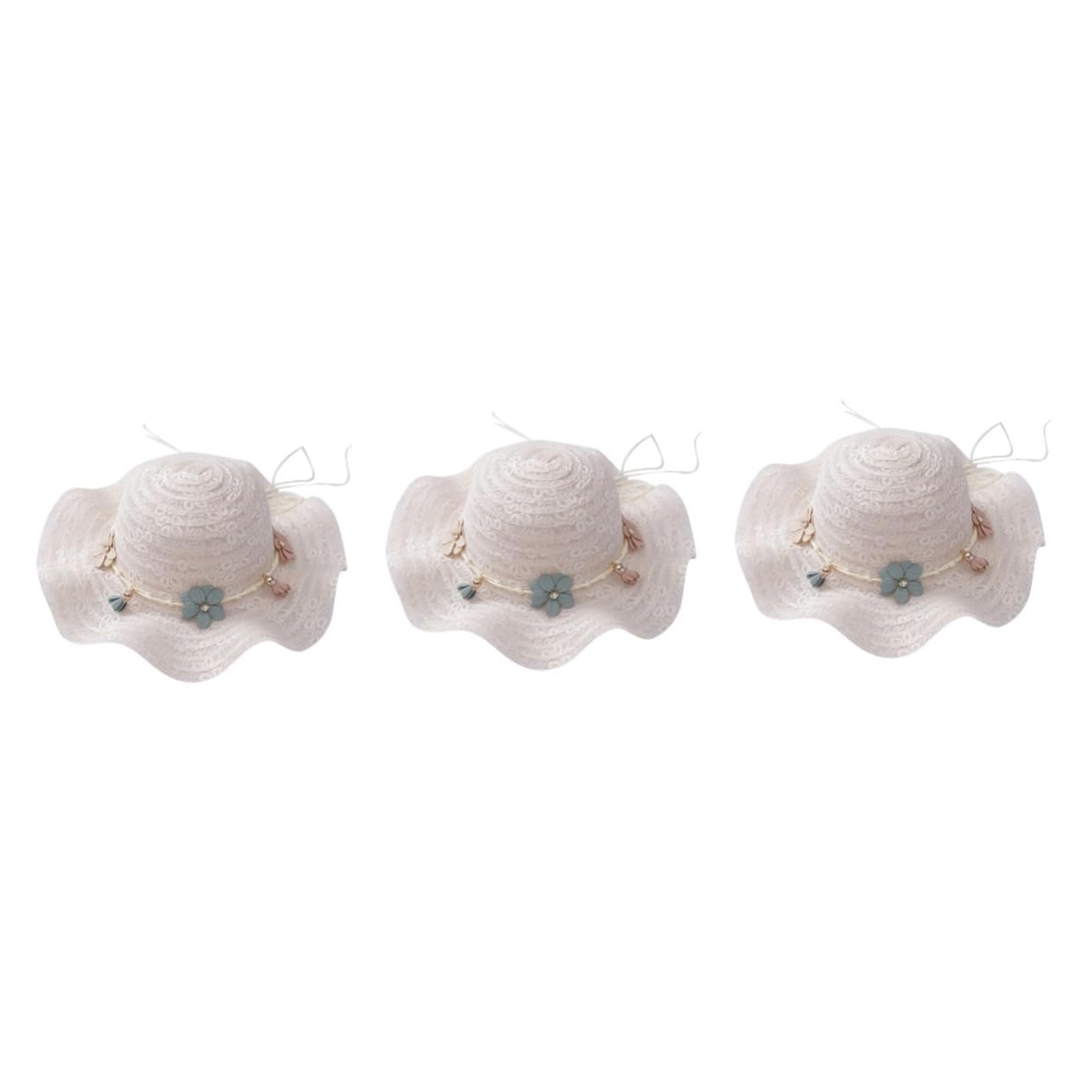 PACKOVE 3piezas Sombrero De Sol Infantil De ala Ancha Protección Solar para Niñas Diseño De Moda Color Lechoso
