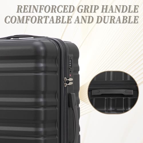 Image of Luggages 3 Piece ABS Hardside Luggage Sets Spinner Wheels Suitcase