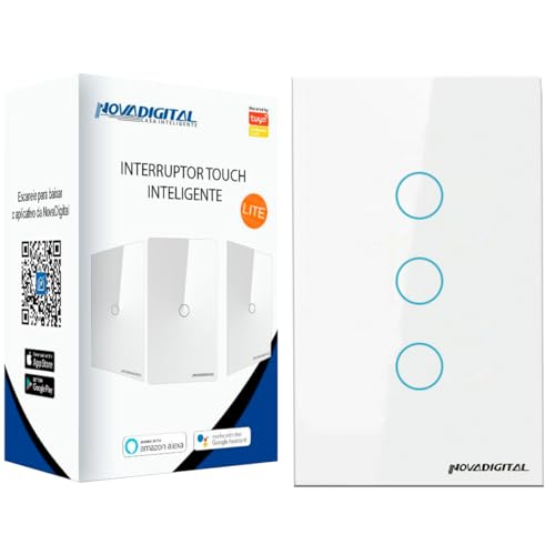 Interruptor Smart Wifi Inteligente Touch Nova Digital 3 botões Lite BR 4x2