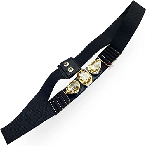 Firstly Traders Black Embellished Belt Durable Waist Belt Gold Plated Buckle for Girls Women| Clothing Fashion Accessories