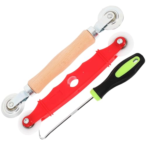 BESTonZON メッシュスクリーン交換ツール 窓用押し車 ダブルローラー 耐久ハンドル付き ポイントフックで古い網戸簡単取り外し 窓とドアのス