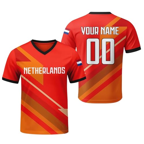 Camisetas Manga Corta Hombre Camiseta de Entrenamiento para del Fútbol Nacional Masculino con Diseño de Manga Corta (Orange, M)