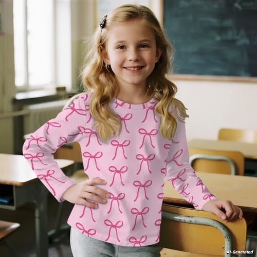 Image of Renewold Boys Girls Tees Kids T-Shirt Long Sleeve Crewneck T Shirts Casual Athletic Tops Clothing for Home School Travel