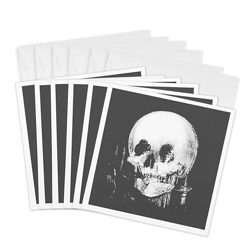 3dRose All Is Vanity - ghost, halloween, optical illusion, paranormal, silhouette, skeleton - Greeting Cards, 6 x 6 inches, set of 6 (gc_46711_1)