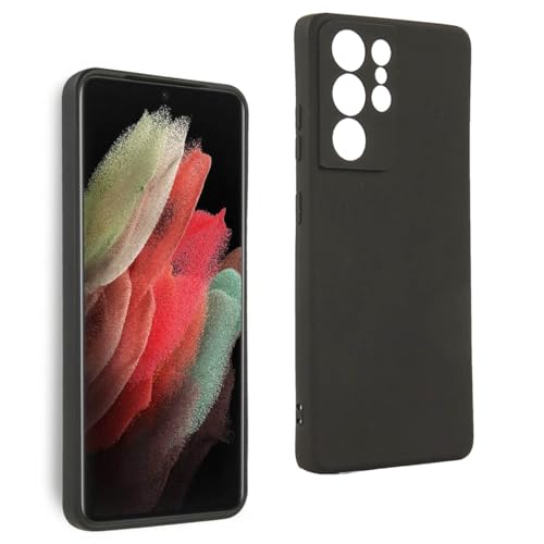 REY Cover in Gel TPU Nera per Samsung Galaxy S21 Ultra 5G, Ultra Sottile 0,33 mm, Morbido Flessibile, Custodia Silicone