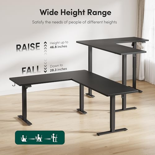 Image of FEZIBO 75 * 63 L Shaped Standing Desk, Electric Height Adjustable L Shaped Desk, Suitable for Home Office, Black
