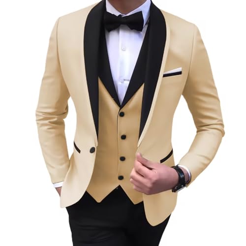 Mens Tuxedo Suits 3 Piece Set Slim Fit Shawl Lapel Jacket Vest Pants Suit for Men Tuxedo Wedding Party Dinner Prom3