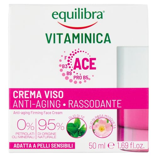 Equilibra, Hautstraffende Anti-Aging-Gesichtscreme mit Multivitaminkomplex, Tee-Ölen und Mosqueta-Rose, verleiht der Gesichtshaut, Elastizität und Leuchtkraft, 50 ml