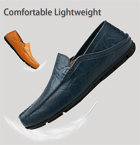 Men Business Leather Moccasins Casual Sewing Thread Loafers Round top Low Top Flat Heel Walking Shoes for Everyday Formal Business Traveling4