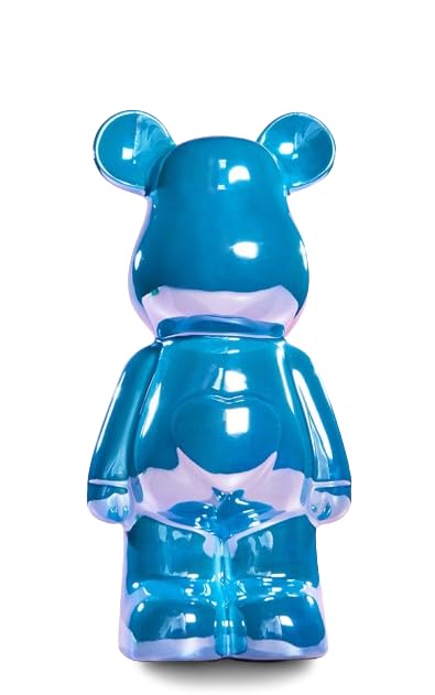 11 inch Electroplating Resin Bear Statue Collectible Figurines Art Modern Sculpture,Cute Shiny Bear Animals Crafts Handmade Ornament Home Decor Accents (blue, extra large)