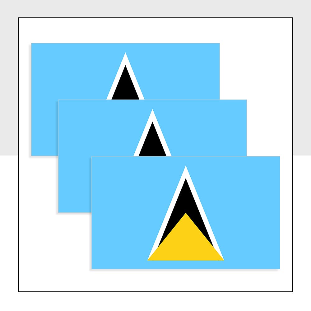 Saint Lucia Flag Car Stickers Pack of 3 (100 x 60 mm) Waterproof LCA Label for Bike Van Fridge Helmet Windows Packwith® #P1117