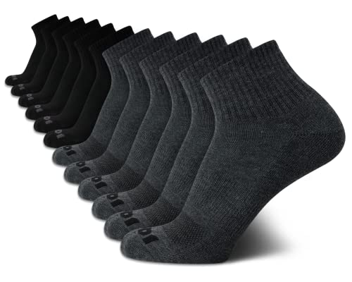 AND1 Mens Quarter Socks - 12 Pack Moisture Wicking Breathable Cushioned Athletic Performance Ankle Socks for Men (6-12.5)