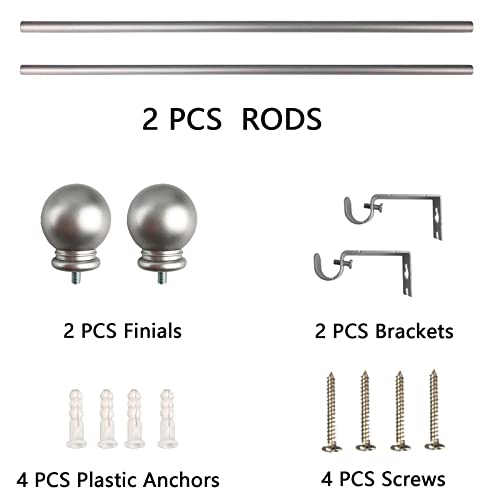 Kowibcl 5/8 Inch Telescoping Metal Curtain Rods,28-48Inch Adjustable Curtain Rods For Bedroom Living Room Shower Room, Satin Nickel #TOP2