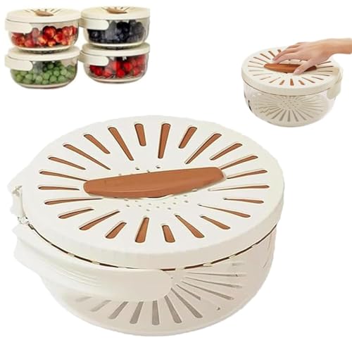 Escurreplatos con, cesta de drenaje 2 en 1, cuenco con asa, escurridor multifunción con tapa, colador de frutas, tamiz con tapa, asa plegable, colador de limpieza