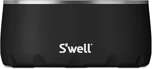 S'well Cuenco de acero inoxidable para perros de tamaño mediano a grande, 32 onzas, ónix, diseño antideslizante y sin derrames, con parte inferior