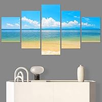 SIGNWIN 5 Panel Canvas Wall Art Modern Art Beach Coastal Expressive Global Multicolor Photography for Home Decorations Ready to Hang - 60