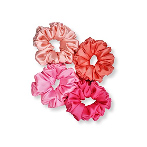 Image of Satin Scrunchies Hair Bands for Women | No-Damage Elastic Hair Ties for Ponytails & Buns | Fluffy & Stylish Rubber Bands | Extra Large Size | Pack of 5
