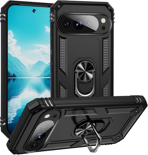 Image of REALCASE Google Pixel 10 Back Cover Case | Heavy Duty Dual Layer Hybrid Shock Proof Armor Defender Ring Case Back Cover for Google Pixel 10 5G (Black)