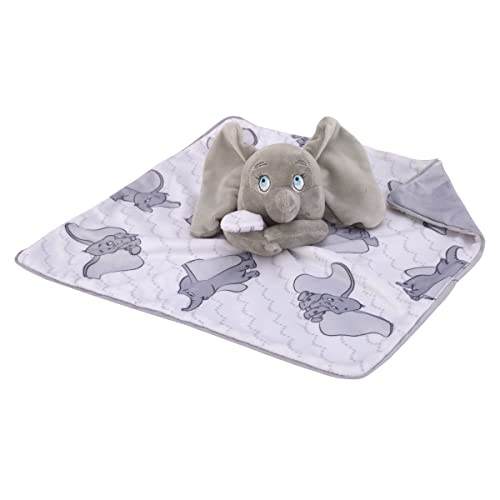 Image of Disney Dumbo Gray and White Super Soft Sherpa Baby Blanket and Security Blanket 2-Piece Set