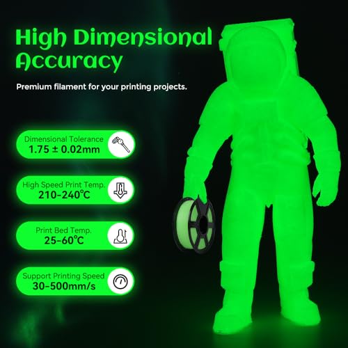 Image of FLASHFORGE Glow in The Dark Rapid PLA Filament 1.75mm, High Flow Speedy 3D Printer Filament Luminous Green, Max 500mm /s High-Speed Printing, High Brightness and Long-Lasting Glowing Effect