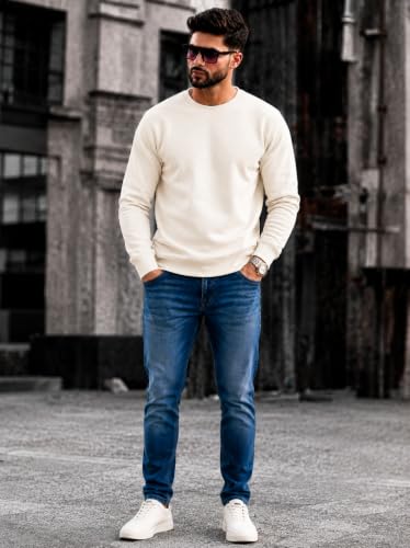 Image of Mack Jonney Men's Solid Winter Sweatshirt|Soft Fleece Fabric Full Sleeve Round Neck Sweatshirt|Stylish Casual Wear for Men-mj-281