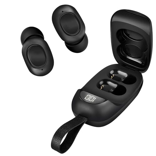 VOLT PLUS TECH Portable Bluetooth Earbuds Compatible with Xiaomi Redmi Note 10 Pro Noise Cancelling LED Display, Mic 8D Bass IPX4 Waterproof/Sweatproof with PowerBank for 24h Use (Black)