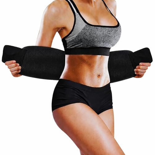 VTFlair Trim Sweat Slim Belt for Men & Women Neoprene Tummy Trimmer Belt for Fat Loss, Stomach Shaping Workout Support Adjustable Waist Trainer Sauna Belt for Gym,Yoga (Black)