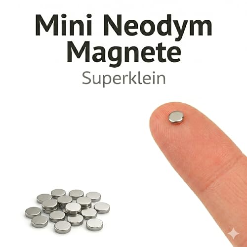 60 Stück Mini Magnete Rund 5x1mm | Stark, Klein, Kleine Neodym Magnets zum Basteln, Magnets | für Whiteboards, Tafeln, Kühlschränke UVM. - Ideal für jeden Haushalt und jedes Büro - Pablika